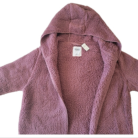 NWT PINK VICTORIA'S SECRET Sherpa Cardi Teddy Bear Jacket Soft Fleece Hoodie NEW - Picture 6 of 13